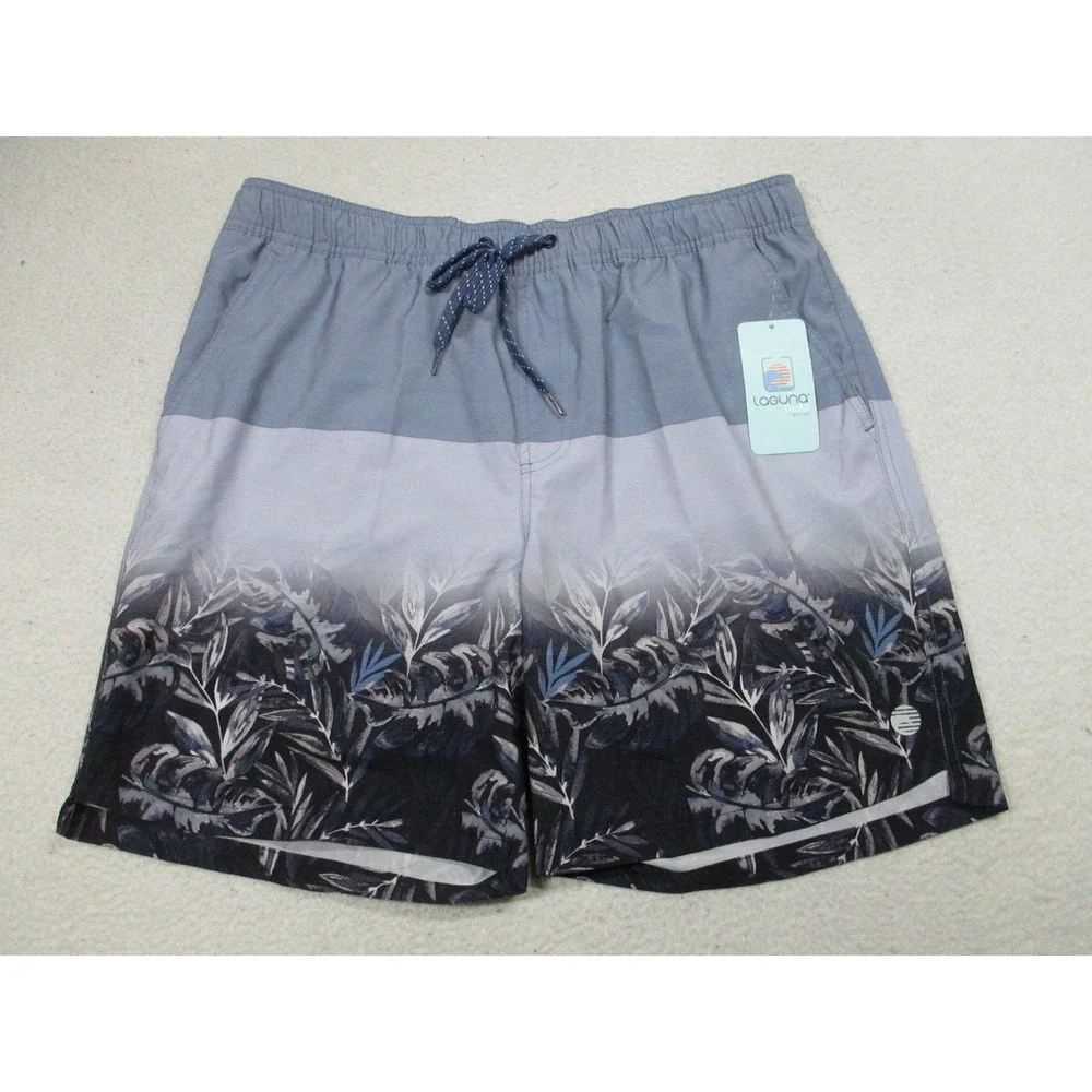 NWT Laguna Swim Trunks Shorts‎ Mens Large Purple Haze Volley Tropical Print